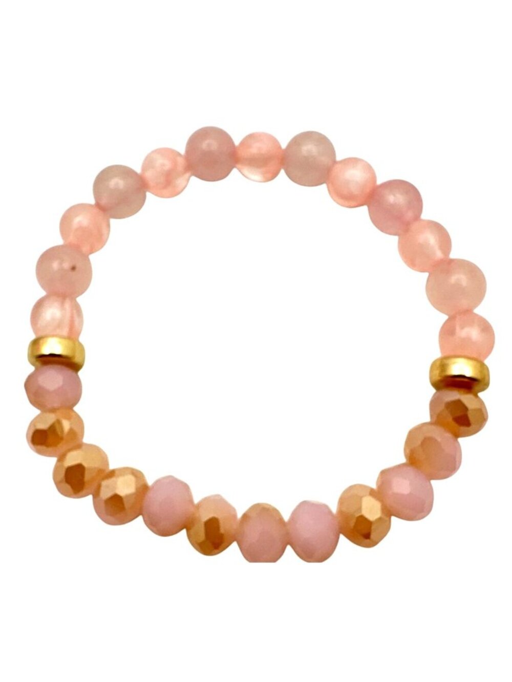 Fairy Pink Bracelet Iridescent Quartz Gold Bead Stretch Coquette
